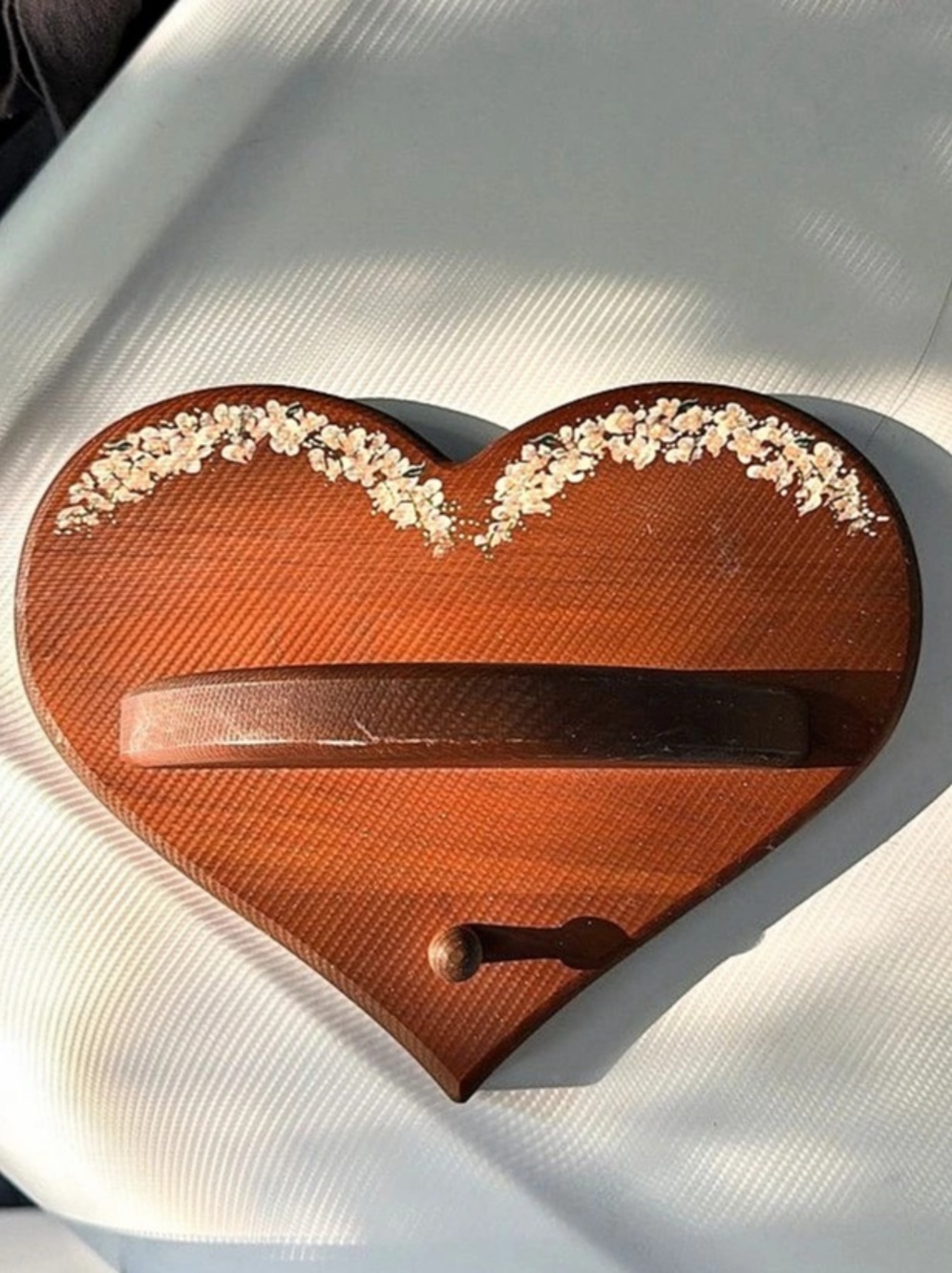 Heart-Shaped Wooden Wall Shelf and Key Rack. Handpainted